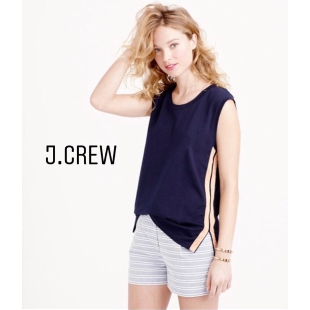 NEW J Crew Pink Metallic Side-tripe Tee